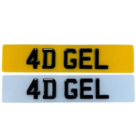 4D Gel number plate made by LLA Plates
